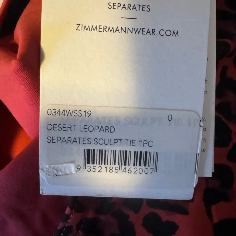 Zimmermann Sculpt Tie Halter Neck One Piece Swimsuit Red Leopard NWT Size 2-4 XS - Picture 10 of 11